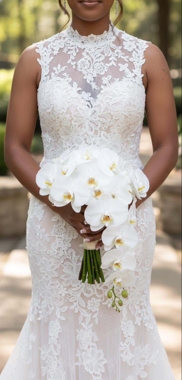 White orchid cascade bouquet — Modern LUXE Flowers Chicago